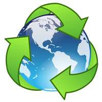 The recycle symbol circling the Earth