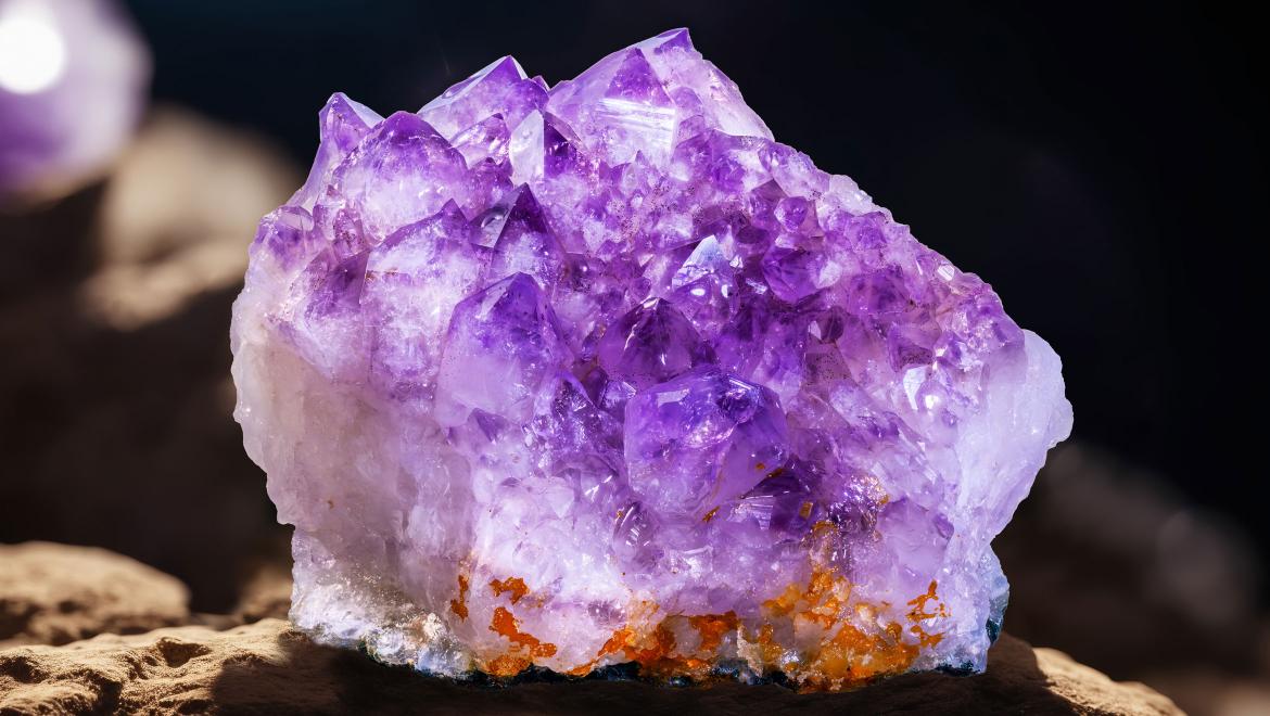 An amethyst sample/Un échantillon d'améthyste