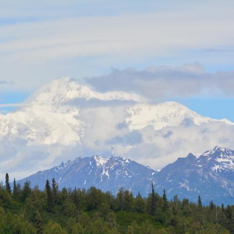 A mountain view.