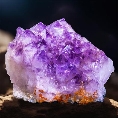 An amethyst sample/Un échantillon d'améthyste