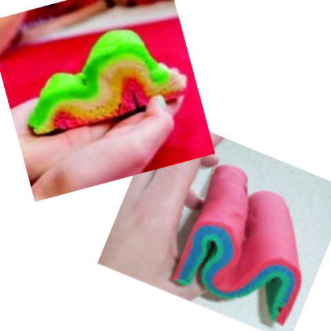 Folds represented in modeling clay.